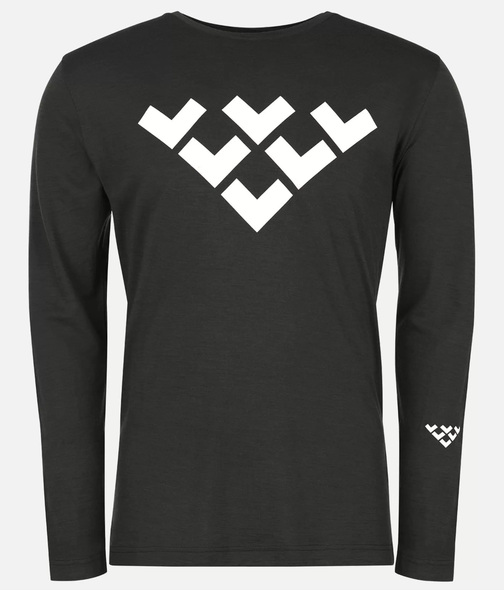 New Black Crows T-Shirt Herren Merino-Langarmshirt Chevron Schwarz-Weiss